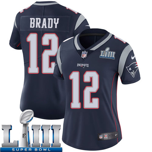 Women New England Patriots #12 Brady blue Nike Vapor Untouchable Limited 2019 Super Bowl LIII NFL Jerseys->women nfl jersey->Women Jersey